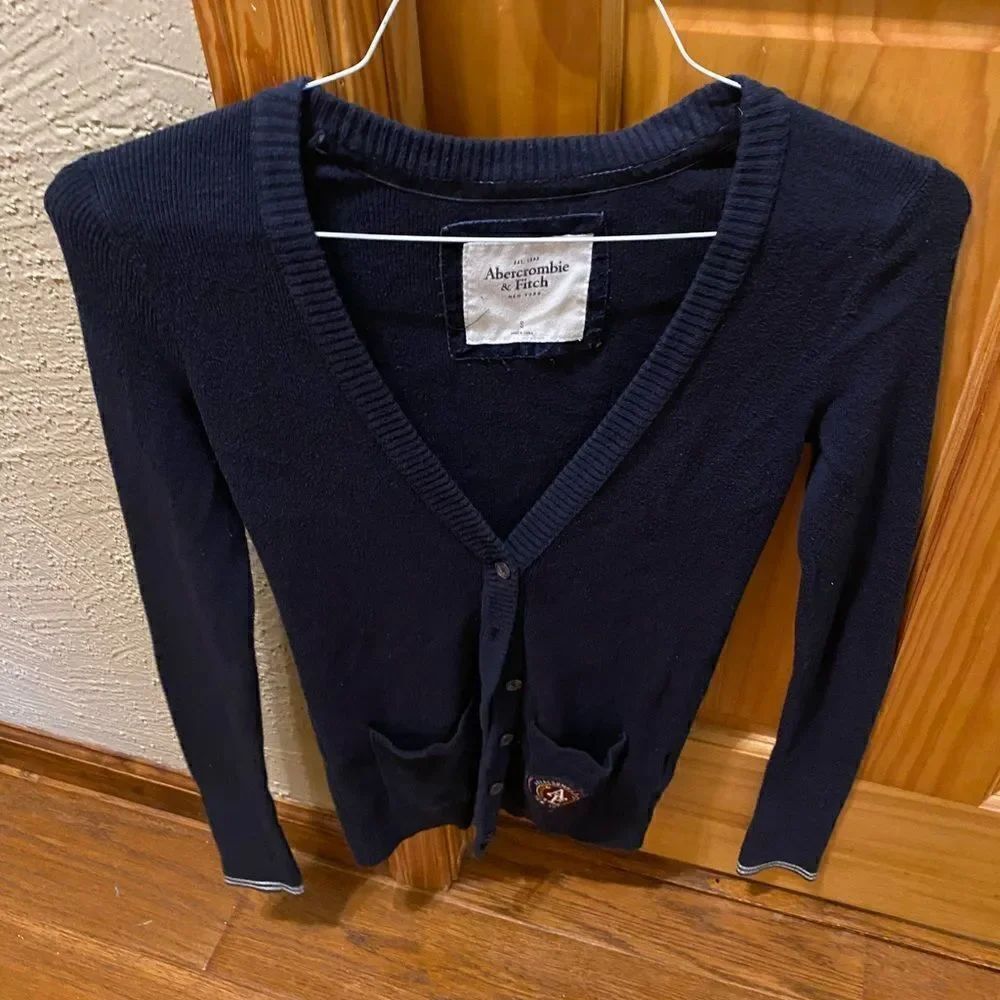 Abercrombie & Fitch navy cardigan with patch size small